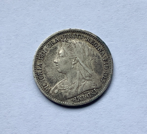 Great Britain 1899 threepence coin .925 silver